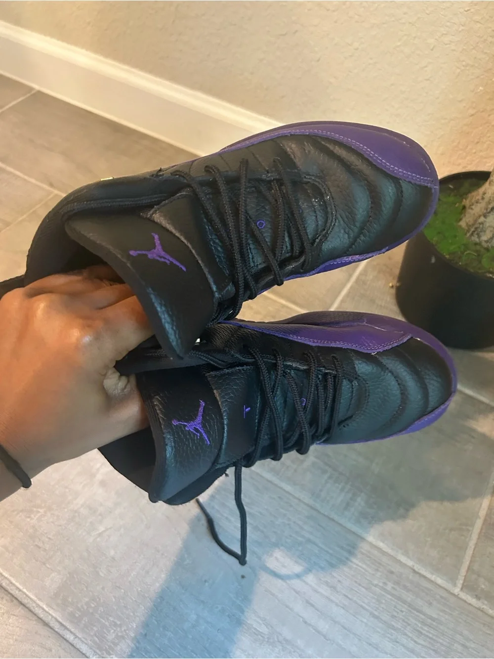 Jordan Black and Purple High-Top Sneakers